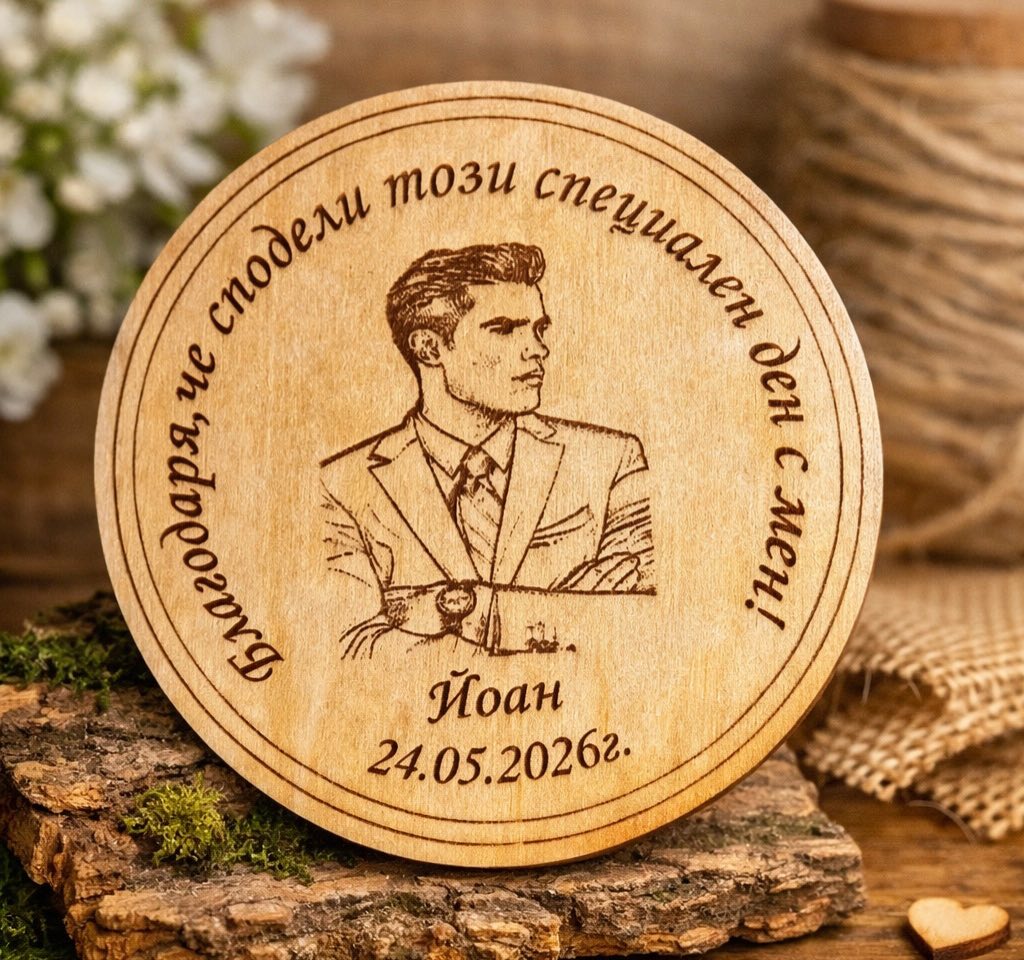 Дървен магнит за бал